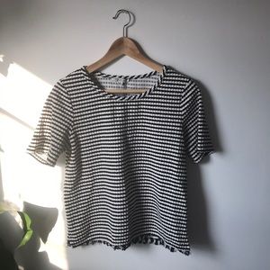 Black and white striped textured shirt